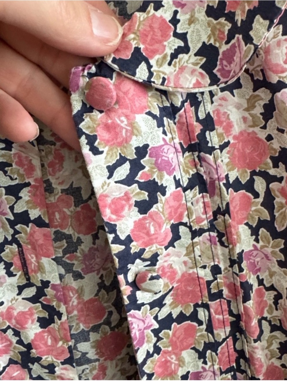 Laura Ashley Pink Navy Floral Puff Sleeve Blouse - Picture 4 of 6
